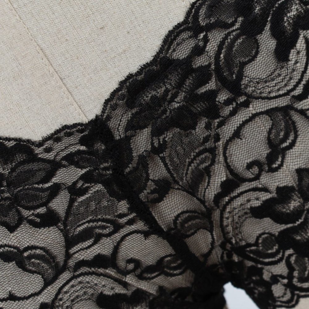 Sheer Black Floral Lace Cheeky Hipster Boyshort Briefs Panty Lingerie Loungewear - Picture 5 of 5